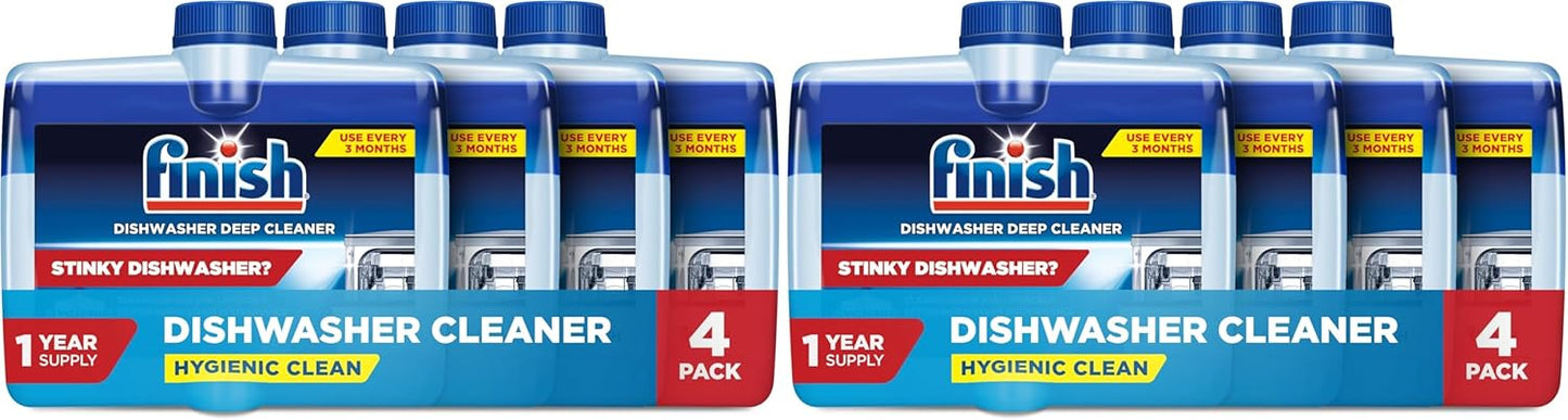 Finish Dishwasher Cleaner Liquid, Deep Cleans Hidden Grease & Limescale, Fights Odors & helps maintain Performance, 1 Year Supply, 8.45oz, (Pack of 8)