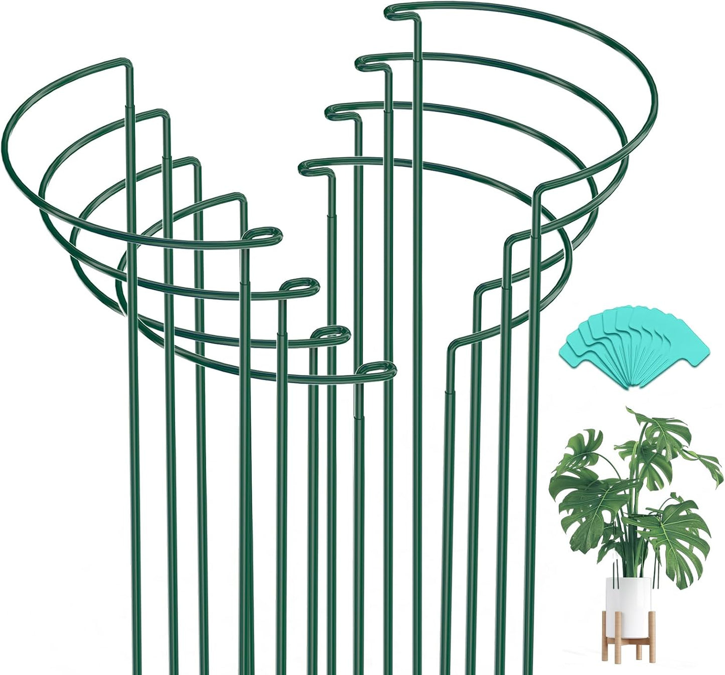 8 Pack 24 In Plant Support Stakes, Peony Cages And Supports with 15 Lables | Rust-proof Metal Plant Stakes, Adjustable Plant Supports For Outdoor Plants, Peony Cage, Flower Stakes for Plants，Hydrangea
