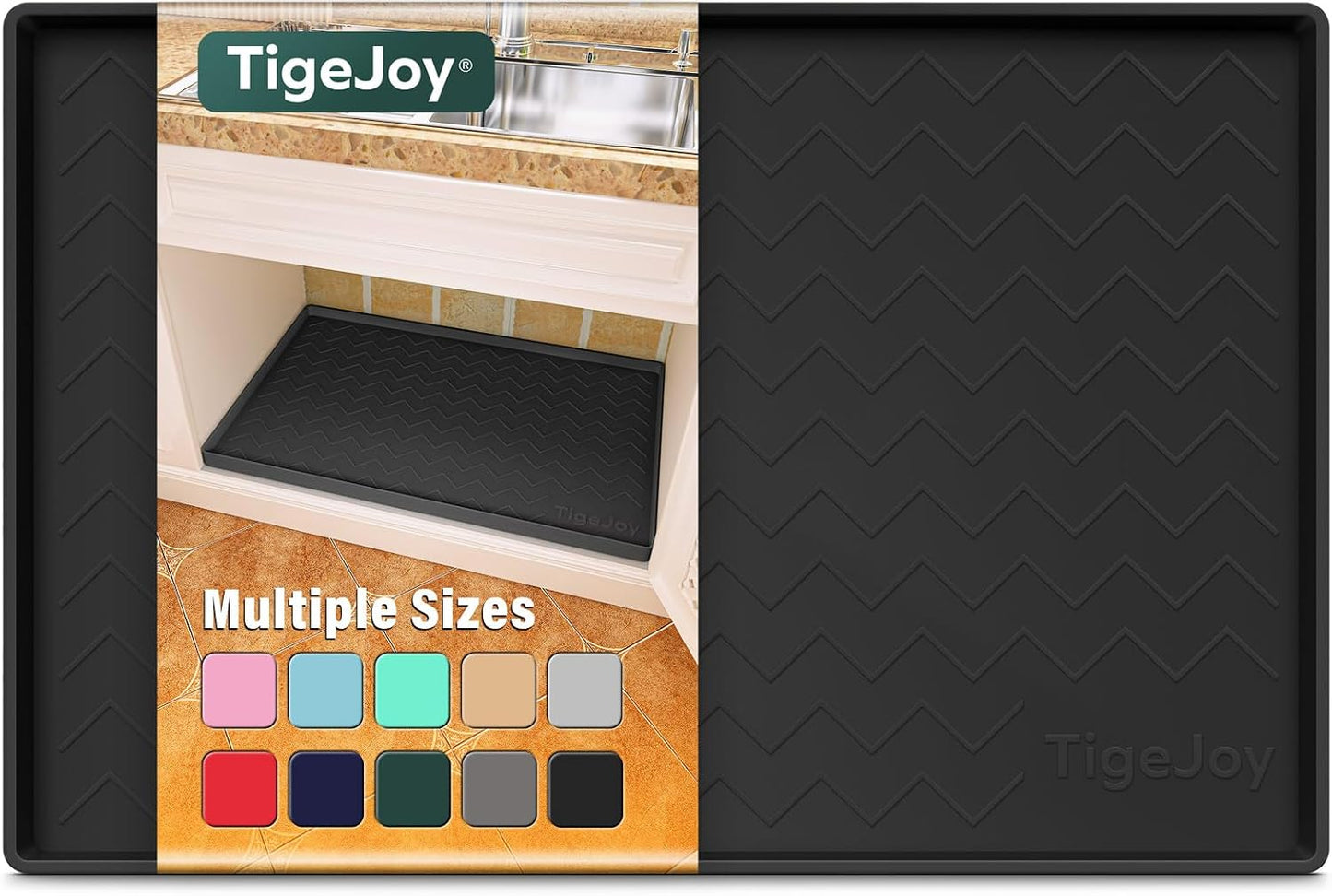 TigeJoy 28" x 19" Under Sink Mats for Kitchen Waterproof, Leak-Proof Silicone Mat Sink Protector and Cabinet Liner, Kitchen Essentials Organizer and Storage, Boot or Shoe Tray, Pet Feeding Mat