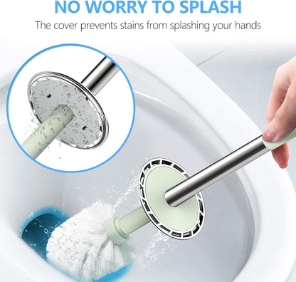 SetSail Toilet Brush, Compact Size Toilet Bowl Brush and Holder Toilet Brushes for Bathroom with Stainless Steel Handle Toilet Cleaner Brush with Durable Scrubbing Bristles, Splash-Proof