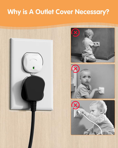 Outlet Covers Baby Proofing, 24 Pack Plug Covers Baby Proofing, Outlet Plug Covers for US 3-Prong to Prevent Electric Shock, Outlet Covers for Home, Office, School, Toddlers & Babies, White