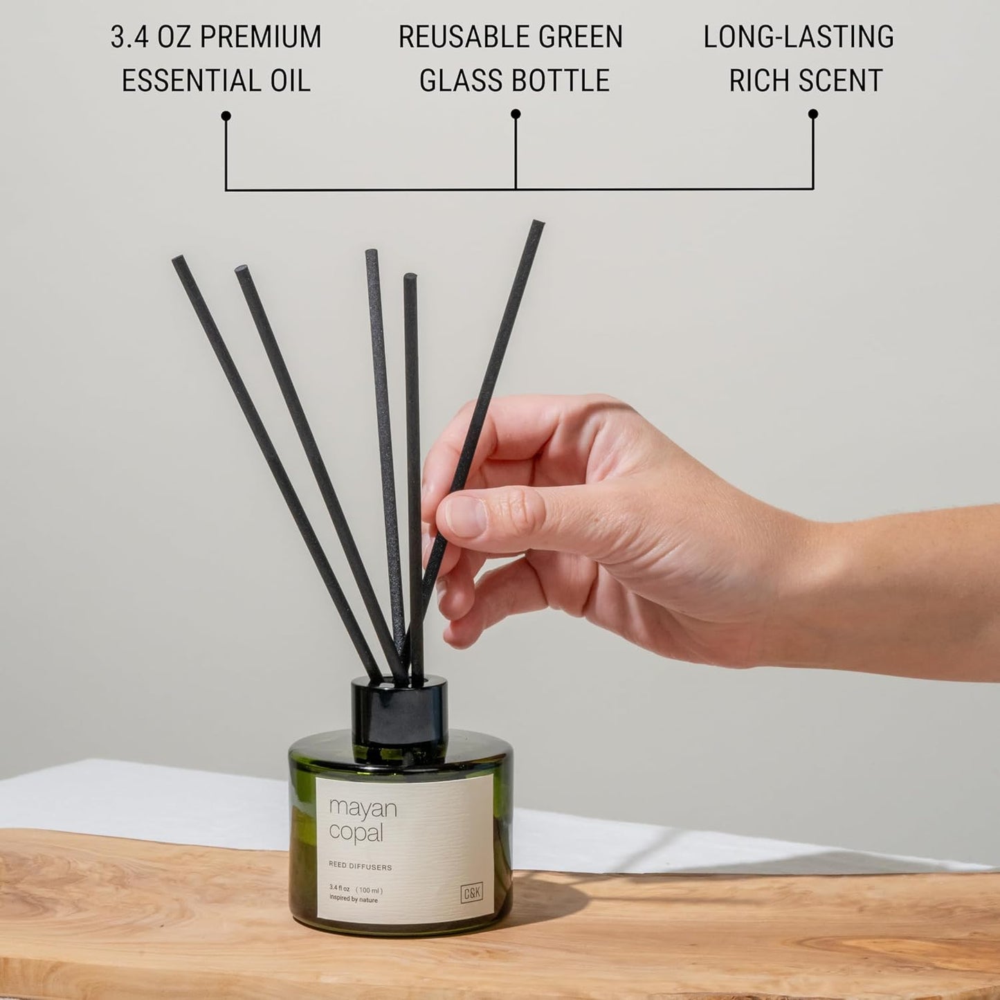 Craft & Kin Reed Diffuser with Dried Flowers | 5 oz Sicilian Citrus & Eucalyptus Scented Fall Reed Diffusers for Home, Bathroom | Scent Sticks | Elegant Fragrance Home Decor for Men & Women