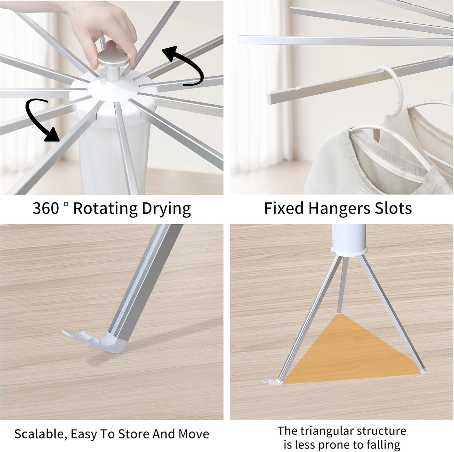 RFOUO Wall Mounted Clothes Drying Rack Tripod,Foldable Drying Rack,Wall Mounted Dryer Rack Clothing,Over The Door Drying Rack for Laundry Bedroom Household Aluminium