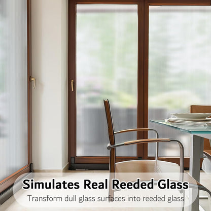 VELIMAX Reeded Glass Window Film, Window Privacy Film, Frosted Window Vinyl, 3D Decorative Decals Non Adhesive for Bathroom Living Room 17.7x78.7 inches