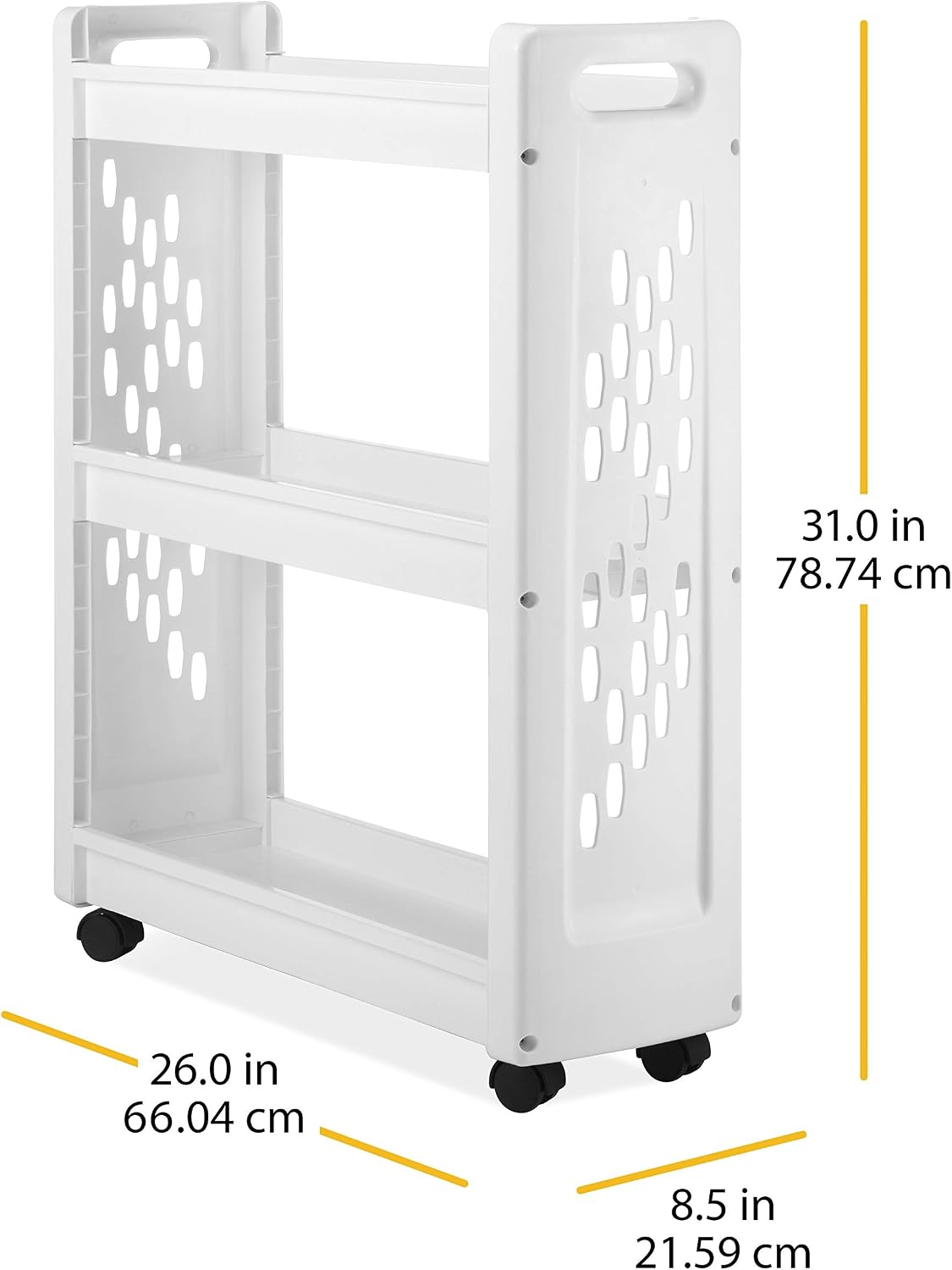 Whitmor 3 Tier Rolling Laundry Cart 8.50x26.0x31.0
