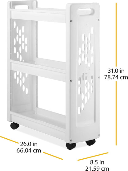 Whitmor 3 Tier Rolling Laundry Cart 8.50x26.0x31.0