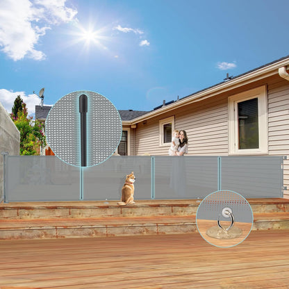 200'' Retractable Baby Gates Extra Wide,34" Tall Retractable Dog Gate for Doorways,Extra Long Retractable Baby Gate for Stairs,Kitchen,Indoor/Outdoor Retractable Gate with Fiberglass Reinforcement Rod