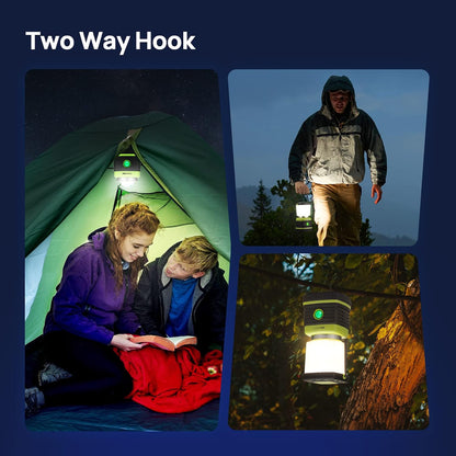 Consciot LED Battery Powered Camping Lantern, 1000LM, 4 Light Modes, IPX4 Waterproof Portable Tent Flashlight for Power Outages, Emergency, Hurricane, Hiking, Light Green, 2-Pack