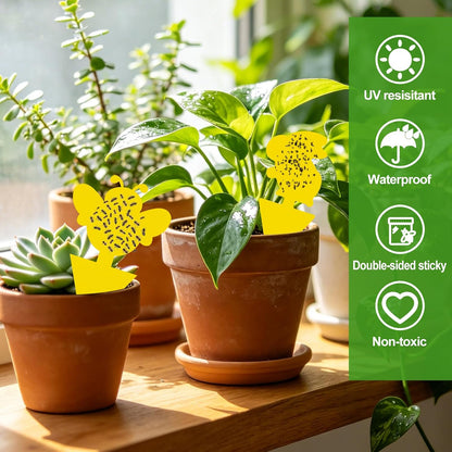 Yellow Sticky Traps for Plant Gnats, 50 Pack Fungus Gnat Trap, Effective Sticky Gnat Traps for Indoor and Outdoor Plants
