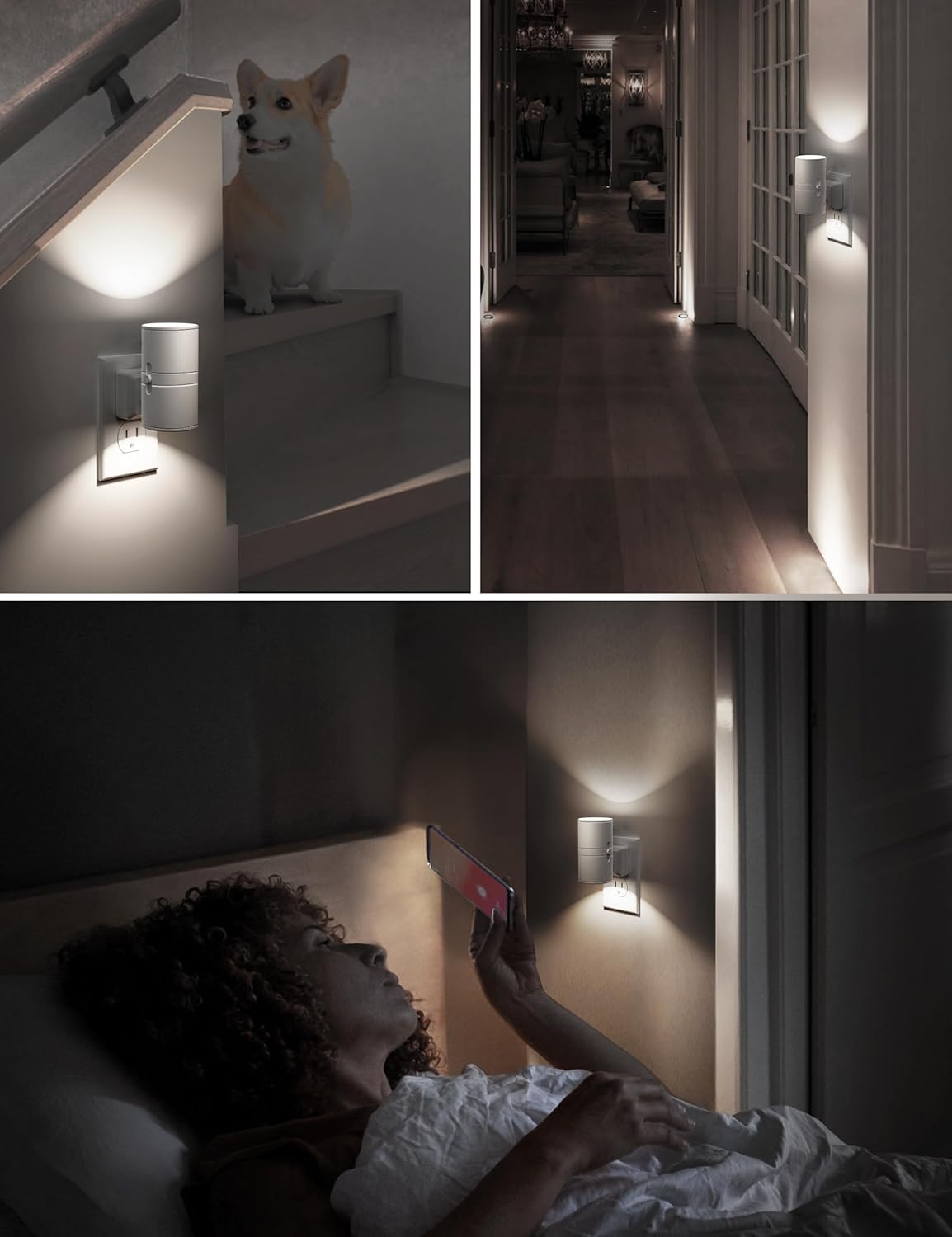 L LOHAS LED Night Light Plug in, Night Lights Plug into Wall, Light Sensor, 0-100LM Soft White 3000K, Dimmable Night Light, Modern Nightlight for Kids Bathroom Hallway Bedroom Kitchen Stairway, 2 Pack