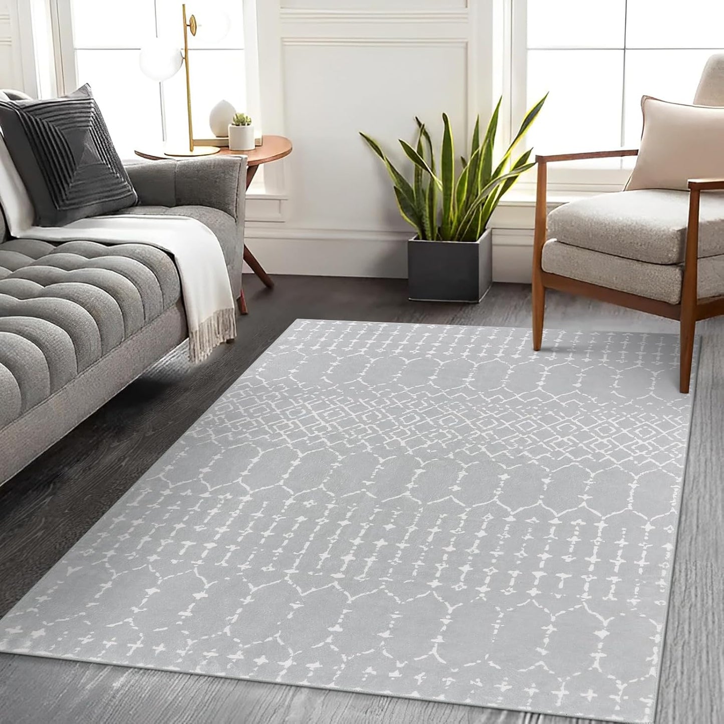 Lahome Moroccan Entry Rug 2x3, Non-Slip Washable Front Indoor Door Mat Rubber Backing Low-Profile Door Rugs, Small Geometric Print Distressed for Entryway Bathroom Kitchen, Black Hana