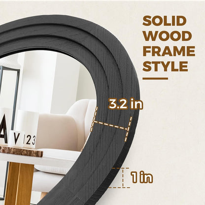 Solid Wood Full Length Mirror - 65"x22" Arched Floor Mirror, Free Standing & Wall Mounted - Elegant Design for Bedroom, Dressing Room, Hallway, Brown