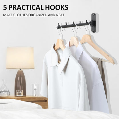 Mooche Swing Clothes Hanger Rack, Garment Racks Folding Clothes Bar Wall Mounted, 180°Rotation Laundry Drying Rack 304 Stainless Steel Space Saving for Laundry Room Bedroom Balcony, 9.45" Long