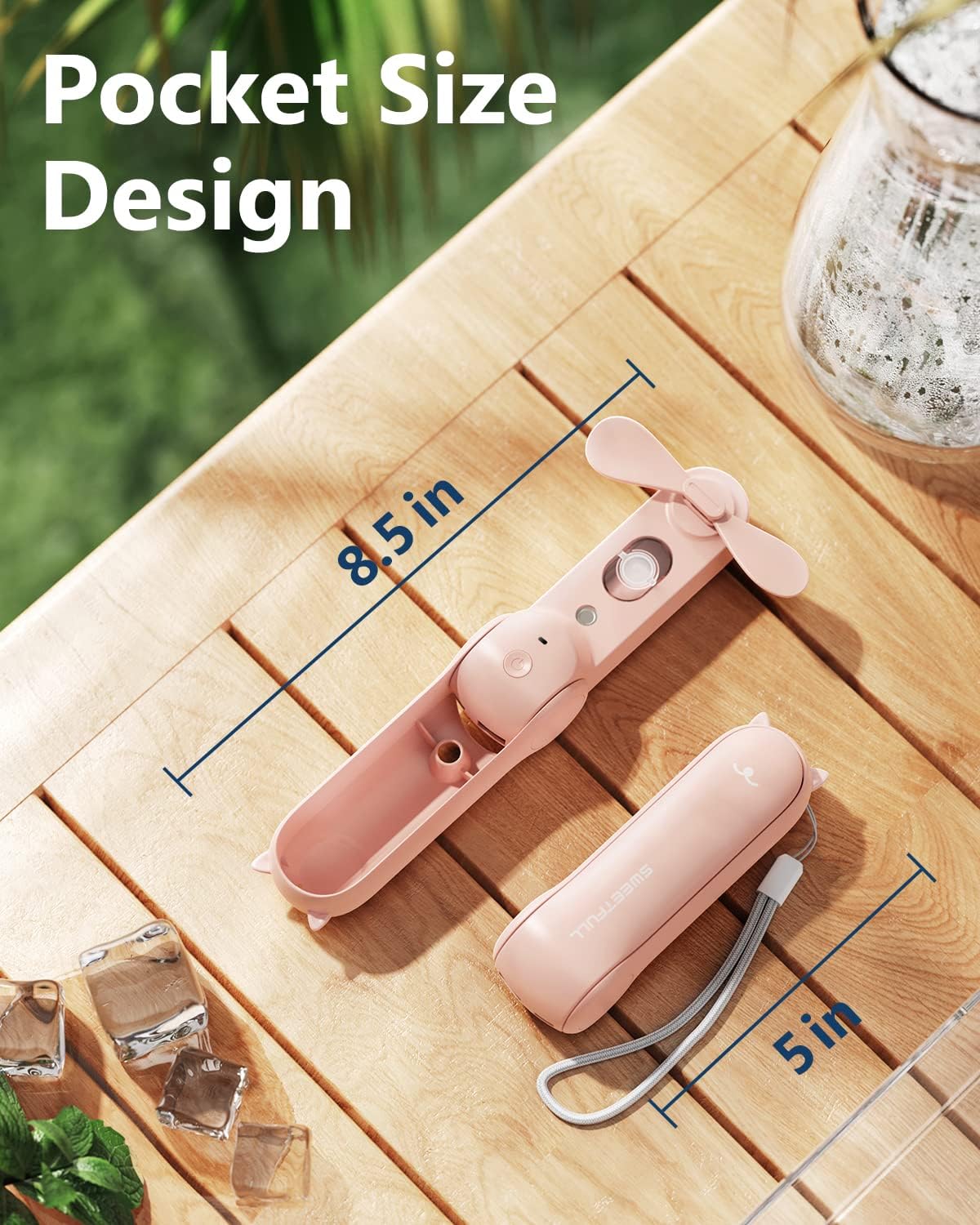 SWEETFULL Misting Fan Portable, Handheld Personal Mister Fans, Small Fan Rechargeable, Mini Spray Water Mist, Kids Women Portable Fans For Travel, Outdoors, Hiking, Camping Home Office (Pink)
