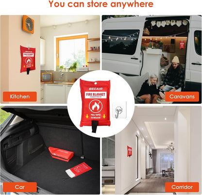 Emergency Fire Blanket for Home and Kitchen Fiberglass Fire Suppression Blanket Great for School Warehouse Camping Car Office Grill (4 Pack, 40 in X 40 in)
