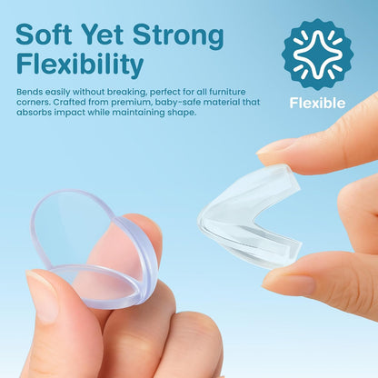 15 Pcs L-Shape Corner Protector for Baby Proofing – Clear 4cm x 4cm Edge Safety Bumpers for Furniture & Sharp Table Corners – Slim Profile Secure Adhesive Gel Pads Included