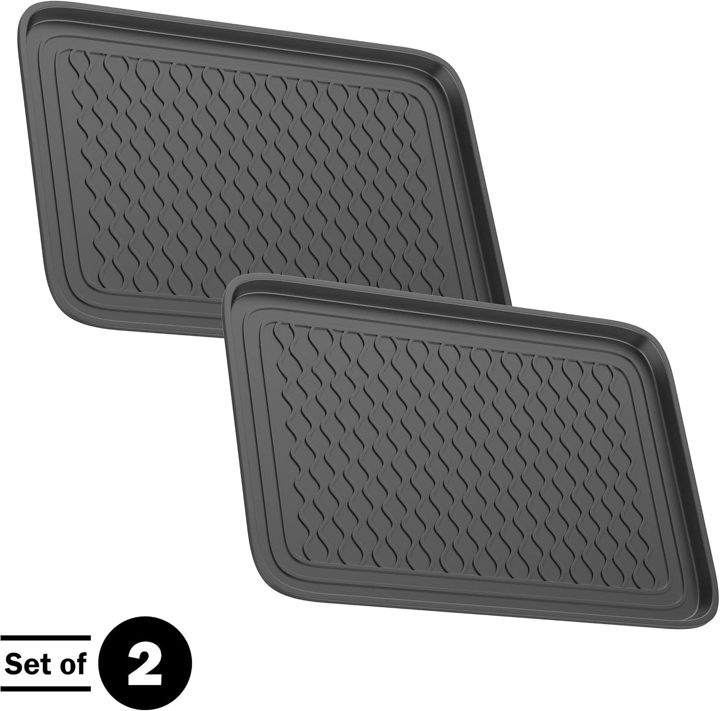 All-Weather Indoor/Outdoor Mat for Boots - Weather-Resistant Hard Plastic Shoe and Boot Tray with Raised Edge by Stalwart (Black, MEDIUM)