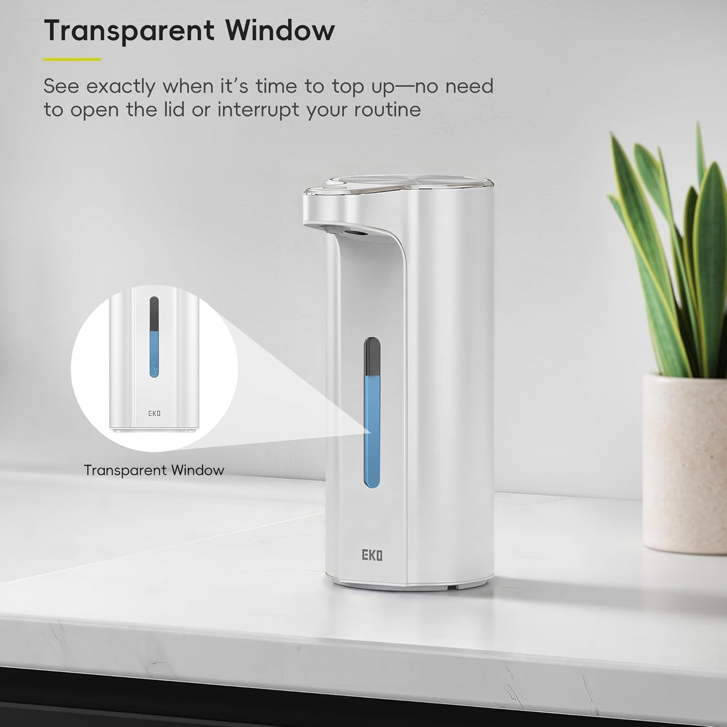 EKO Aroma 9 fl oz Automatic Liquid Soap Dispenser, Rechargeable & Water-Resistant Soap Dispenser for Kitchen and Bathroom with Adjustable Volume Control (Matte Black Steel)