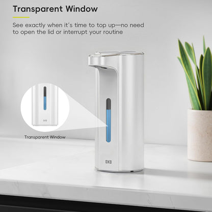 EKO Aroma 9 fl oz Automatic Liquid Soap Dispenser, Rechargeable & Water-Resistant Soap Dispenser for Kitchen and Bathroom with Adjustable Volume Control (Matte Black Steel)