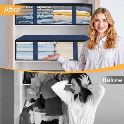 StorageRight Under Bed Storage Bags 3 Pack, 40L Large Clothes & Comforter Storage Containers with Clear Window, Breathable Fabric Organizer for Blankets, Bedding, Seasonal Clothing