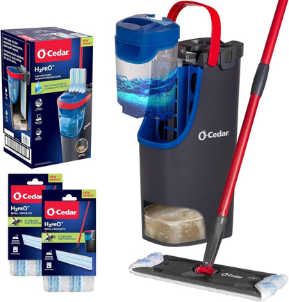 O-Cedar H2prO Flat Mop System | Quick Everyday Cleaning | Dual-Tank Fresh Water System | Machine Washable Reusable Microfiber Mop Pad | Safe on Hardwood, Tile & Vinyl Floors
