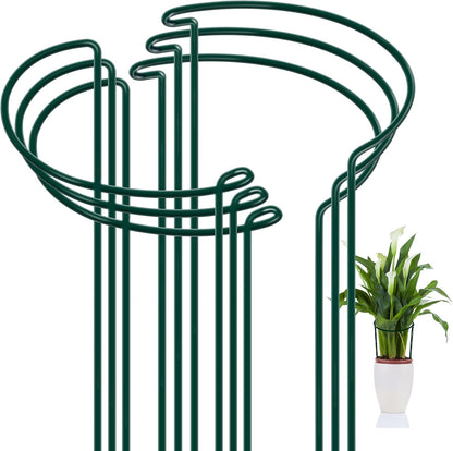 FEED GARDEN 8 Pack Peony Cages and Supports, Plant Support Stakes for Outdoor & Indoor Plants, 10" W x 16" H Half Round Garden Plant Support Rings for Peonies, Hydrangeas, Roses, Dahlias