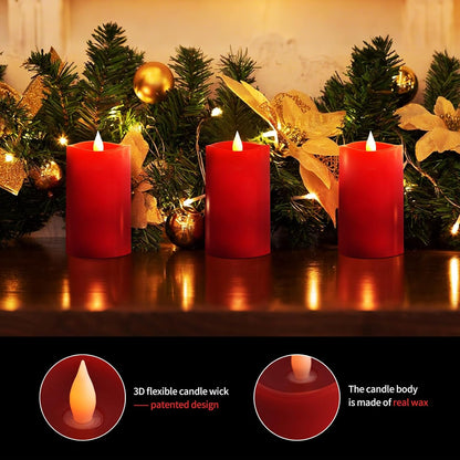 3x3 Flickering Flameless Candles Set of 2, 2AA Battery Life 600 Hours Battery Candles Flickering with Timer,3 inch Flameless Candles with Remote for Indoor/Outdoor, Ivory