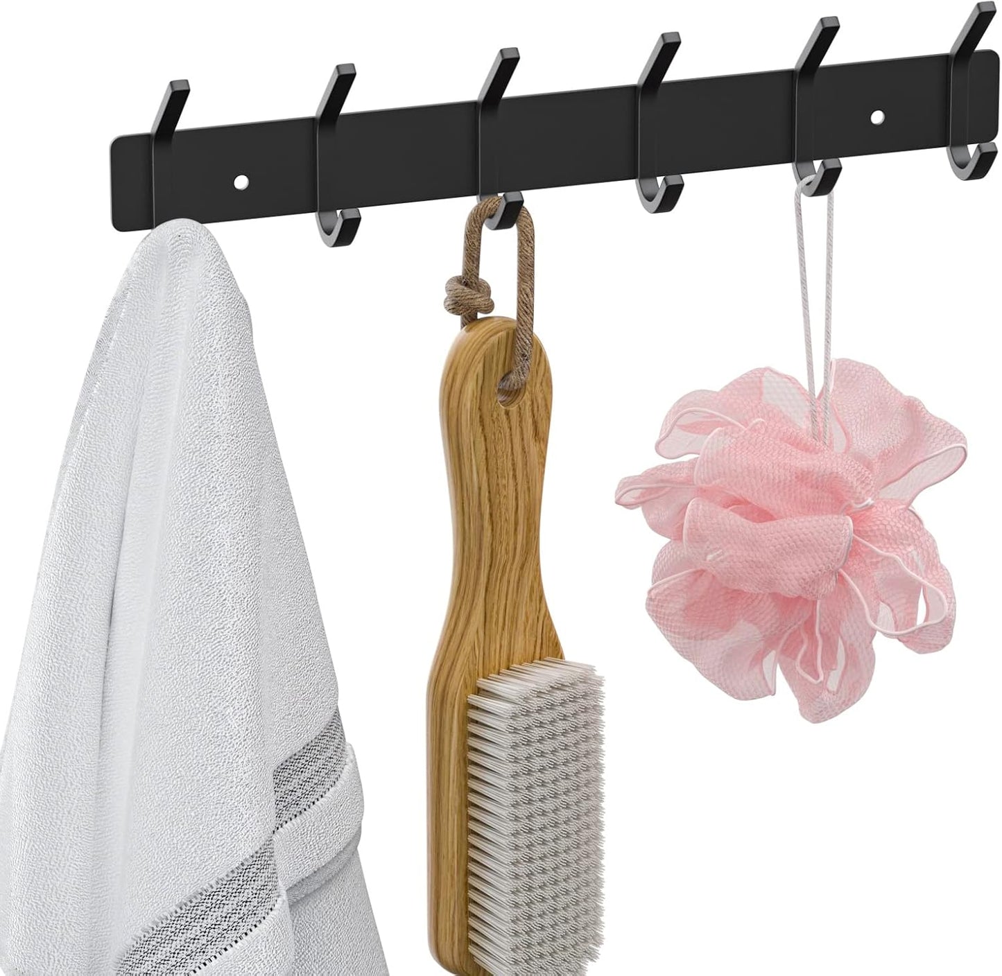 VAEHOLD Black Hat and Coat Wall Mount Rack - 3 Hooks for Robes, Bags, Keys, and Towels - Bathroom Towel Hanger Organizer (1 Pack)