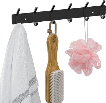 VAEHOLD Black Hat and Coat Wall Mount Rack - 3 Hooks for Robes, Bags, Keys, and Towels - Bathroom Towel Hanger Organizer (1 Pack)