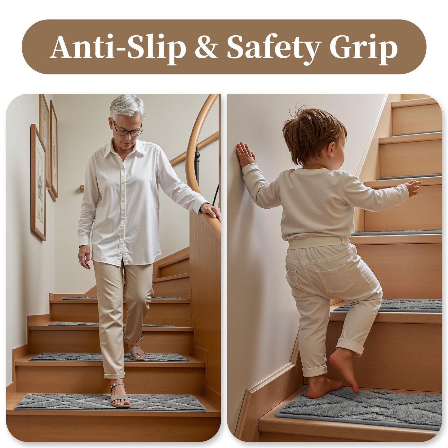 1PC Jute Stair Treads for Wooden Steps-Stairs Carpet Non Slip-Peel and Stick Stair Treads Indoor, Adhesive Staircase Step Treads Residue Free, Durable Natural Stair Runner Rug,8"x30" Beige