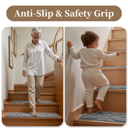 1PC Jute Stair Treads for Wooden Steps-Stairs Carpet Non Slip-Peel and Stick Stair Treads Indoor, Adhesive Staircase Step Treads Residue Free, Durable Natural Stair Runner Rug,8"x30" Beige