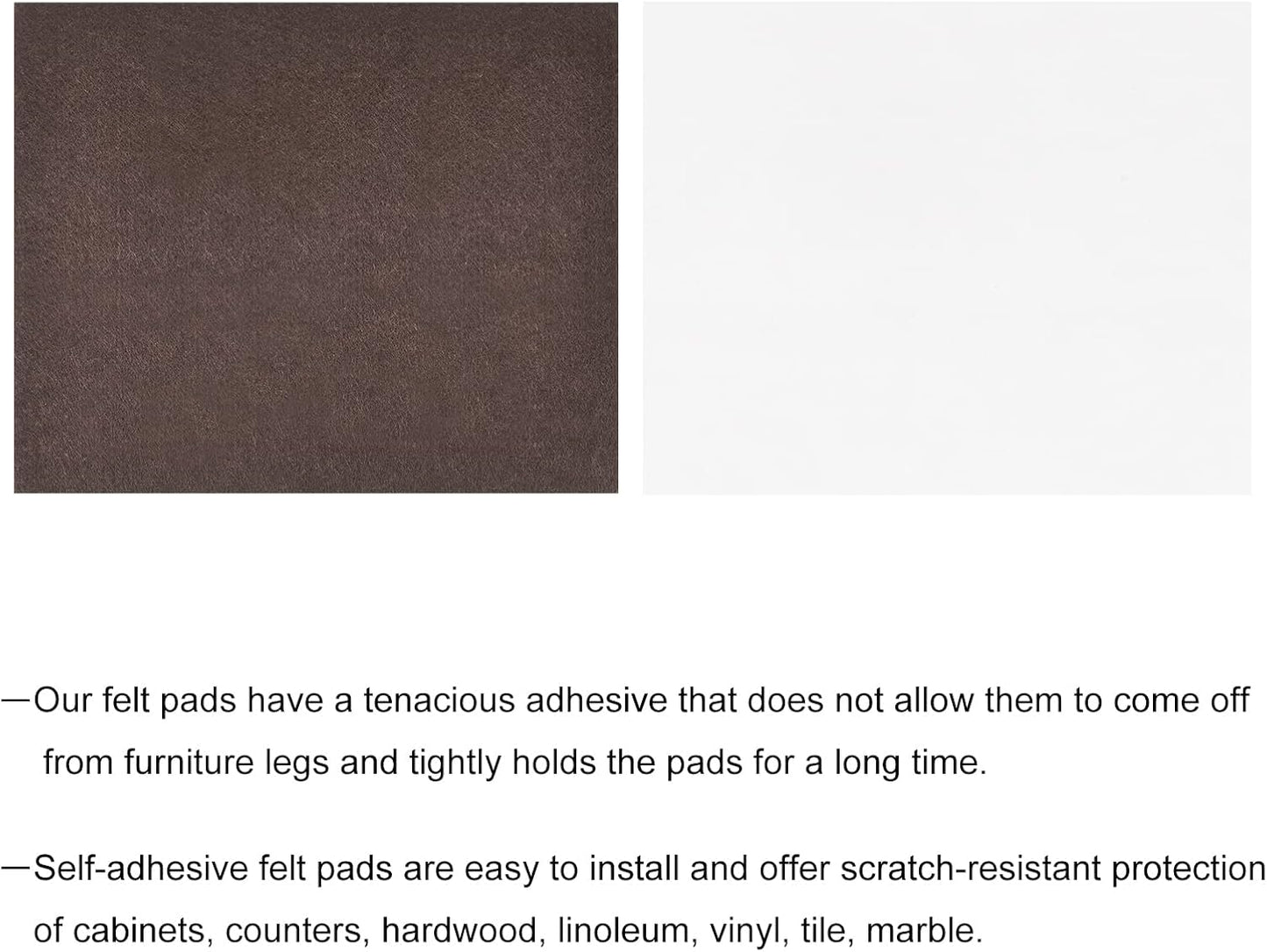 uxcell Felt Furniture Pads, 1.5-inch x 1-inch Self Adhesive Cuttable Anti Scratch Square Floor Protectors for Furniture Legs Hardwood Floor, Brown 16Pcs