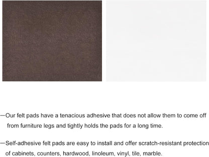 uxcell Felt Furniture Pads, 1.5-inch x 1-inch Self Adhesive Cuttable Anti Scratch Square Floor Protectors for Furniture Legs Hardwood Floor, Brown 16Pcs