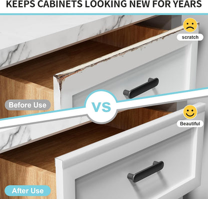 2 Pack Cabinet Protectors for Kitchen Cabinets, 18" Length Clear Cabinet Door Protector Edge Guard 3/4" Thick for Kitchen Drawer Fronts, Slip-On Plastic Edge Guard to Protect Sink & Trash Drawer
