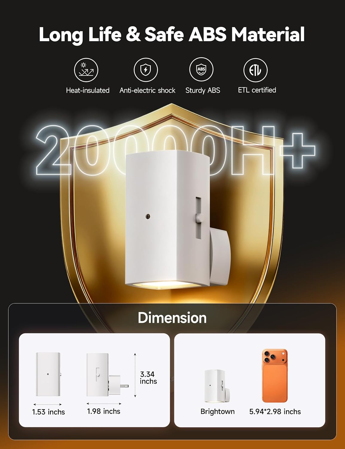 Brightown 2 Pack Night Lights Plug Into Wall, Modern Night Light with Rotating Plug, Dusk to Dawn Sensor, 0-100LM Stepless Dimming Nightlights, Home Decor for Hallway Bedroom Bathroom, Soft White