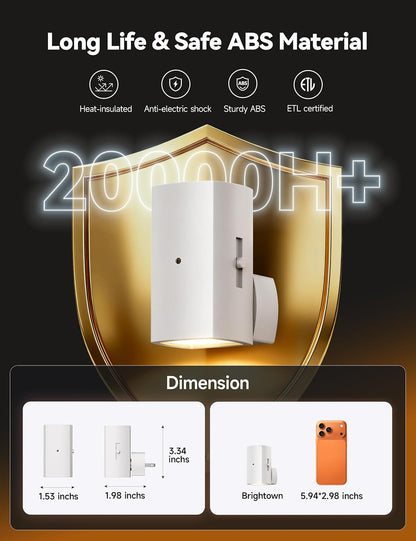 Brightown 2 Pack Night Lights Plug Into Wall, Modern Night Light with Rotating Plug, Dusk to Dawn Sensor, 0-100LM Stepless Dimming Nightlights, Home Decor for Hallway Bedroom Bathroom, Soft White