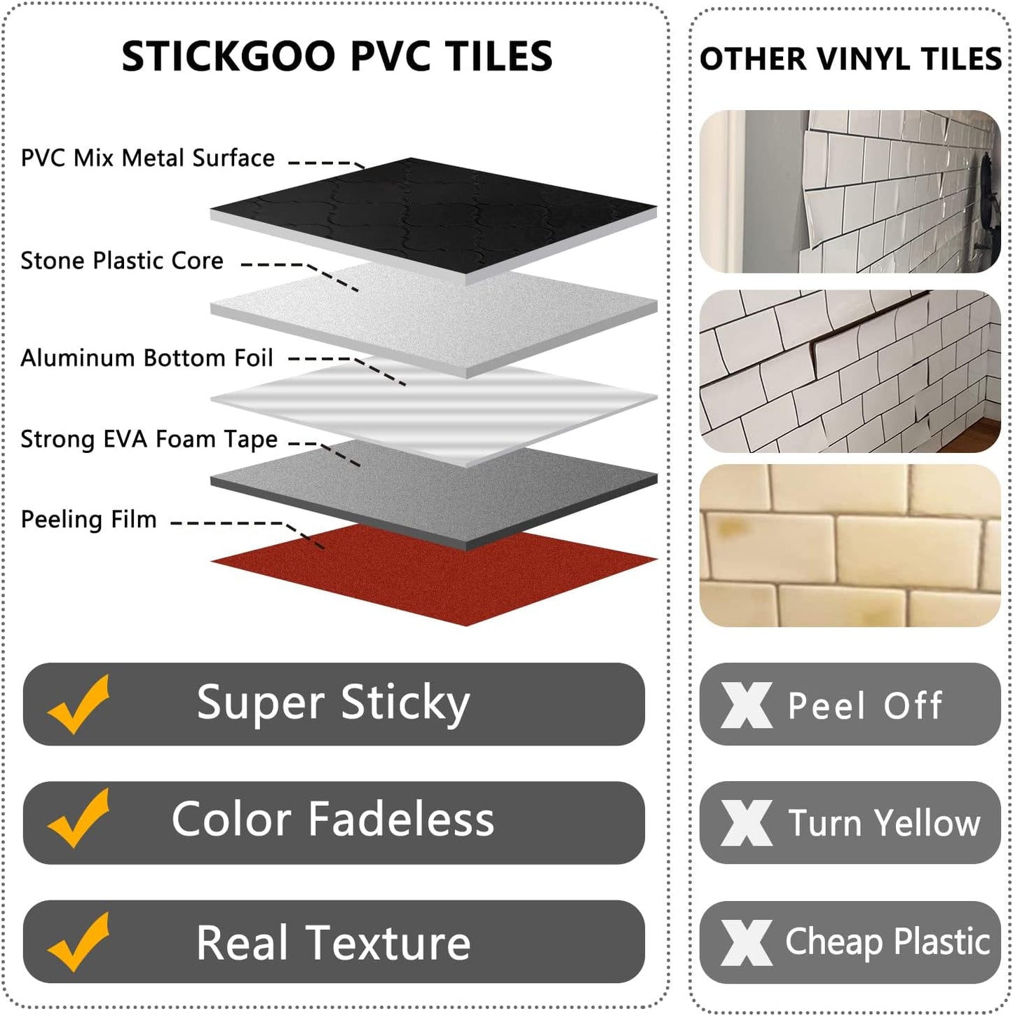 STICKGOO Arabesque Peel and Stick Backsplash Tile, Stick on Backsplash for Kitchen and Bathroom, Beige Marble Look PVC Mixed Metal Aluminum Mosaic Tiles (10 Sheets)