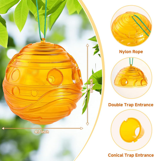 2 Pack Wasp Trap Outdoor Hanging, Hornet Catcher and Carpenter Bee Traps for Outside，Resuable Yellow Jacket Trap