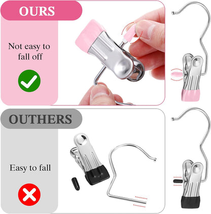 Yinder 150 Pcs Boot Hangers Clips Laundry Hooks Hanging Stainless Steel Clothes Pins Portable Clip Hangers for Closet Travel Socks Pants Handbags Hats Towels (Beige)