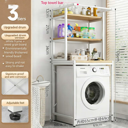 Over Washer Storage Organizer Shelf, Practical Laundry and Bathroom Storage Solution(White,Two Layers)