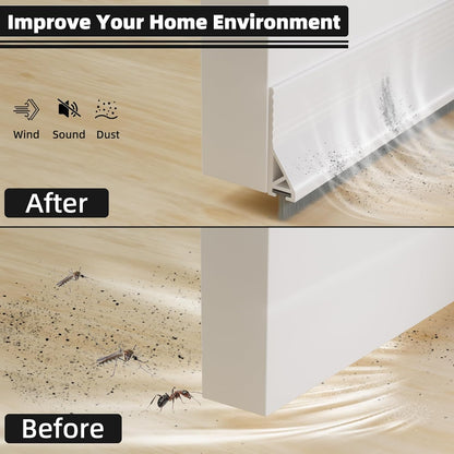 39” Under Door Draft Stopper with Brush,Bottom of Door Sweeps for Exterior & Interior,Gap Filler Sound Blocker Seal Strip,Draft Guard Dust Stopper(Black)