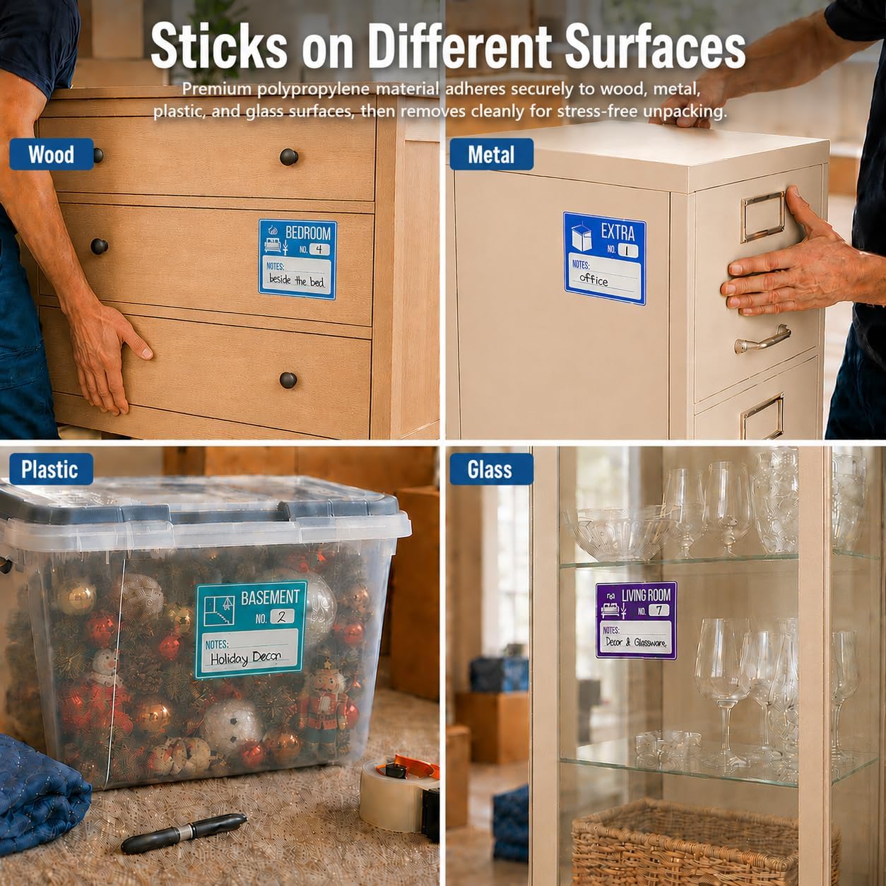Moving Labels – 600 Premium Waterproof Color-Coded Removable Packing Stickers, 40 Sheets x 15 Medium Labels, Home & Storage