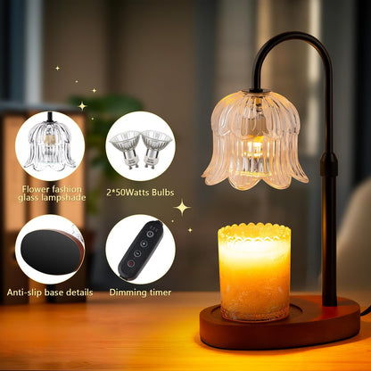 CRMILL Candle Warmer Lamp Electric Timer - Candles Warming Light Height Adjustable Dimmable Warmers Flower Lamps No Flame Heat Warm Melt Wax Jar Modern Home Decor Table Lights for Home Living Bedroom