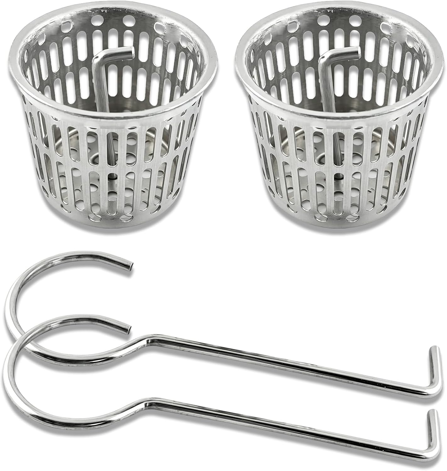 2 Pcs Shower Drain Strainer Hair Catcher, 304 Stainless Steel Drain Strainer Compatible with Oatey Designline Linear & Square Shower Drains with Drain Grate Lifting Key, Vertical Hook Style
