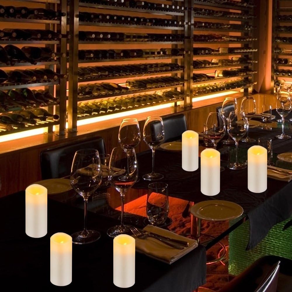 Vinkor Flameless Candles Battery Operated Candles Real Wax Pillar LED Candles with 10-Key Remote and Cycling 24 Hours Timer (Ivory Set of 12 （D: 3" x H: 4"）)
