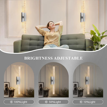 camuucci Battery Operated Wall Sconces Set of 2 Rechargeable Battery Powered Wall Light with 12000mAh Not Hardwired Dimmable Wall Lamp Fixtures for Bedroom Living Room Gold 15.3 Inches