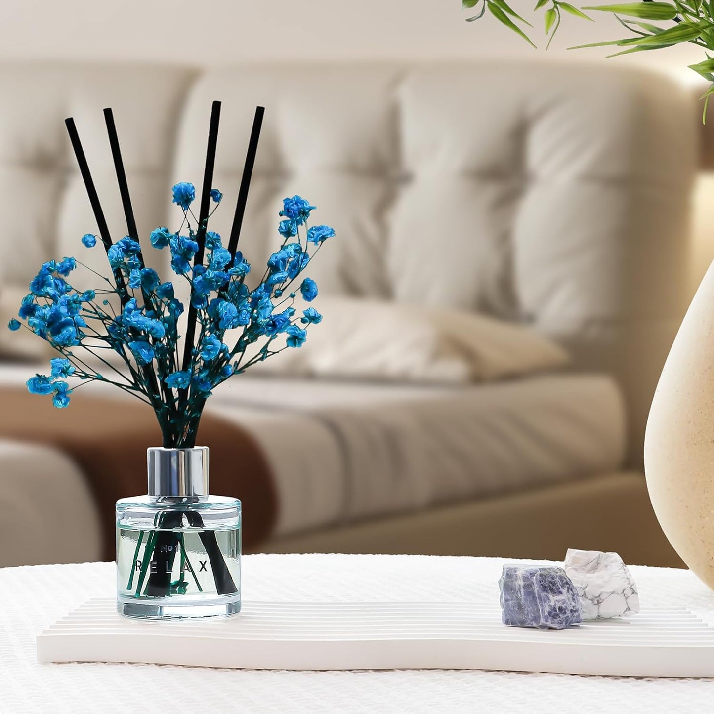 3 Pack Fragrance Reed Diffuser, 50ML Lavender Jasmine Lemongrass Aromatherapy Diffuser Set with 12 Black Fiber Sticks,Air Freshener for Bedroom Bathroom Office, 8.2X 6.6X 2.1 inch