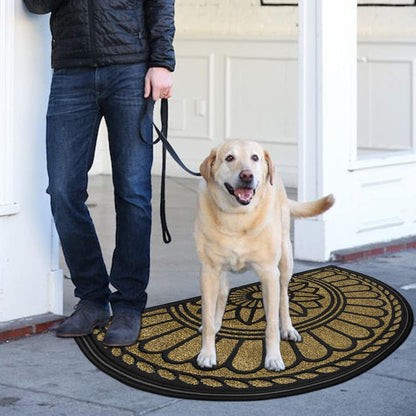 Mibao Front Door Mat Indoor Outdoor Entrance, Semicircular Entrance Mat, Half Round Waterproo Non-Slip Durable Rubber Door Mats, Low Profile Heavy Duty Doormat for Garage, Patio, 30" x 18", Yellow