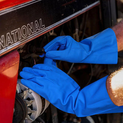 27" Full Arm Pond Gloves, Long Heavy Duty Gloves with Cotton Lining, Waterproof Rubber Chemical Resistant Glove