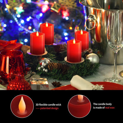 3x3 Flickering Flameless Candles Set of 2, 2AA Battery Life 600 Hours Battery Candles Flickering with Timer,3 inch Flameless Candles with Remote for Indoor/Outdoor, Ivory